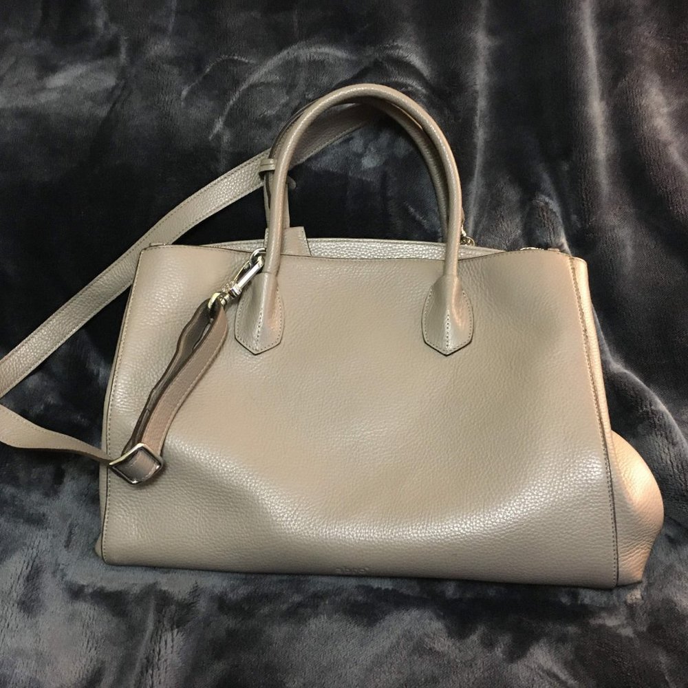ABRO Leather Satchel: Light Gray w Dust Cover